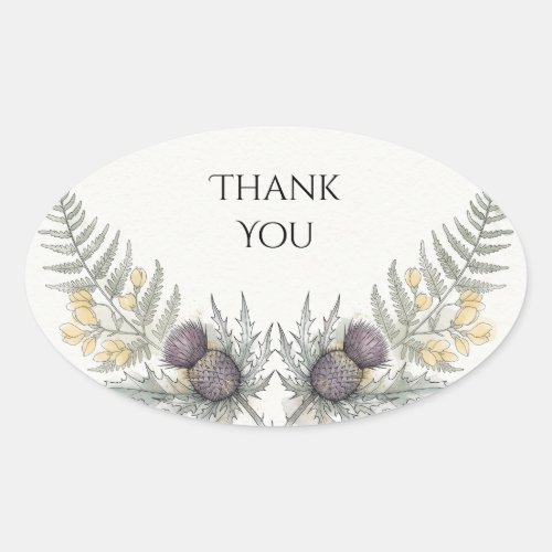Purple Thistle Wildflower Thank You Sticker