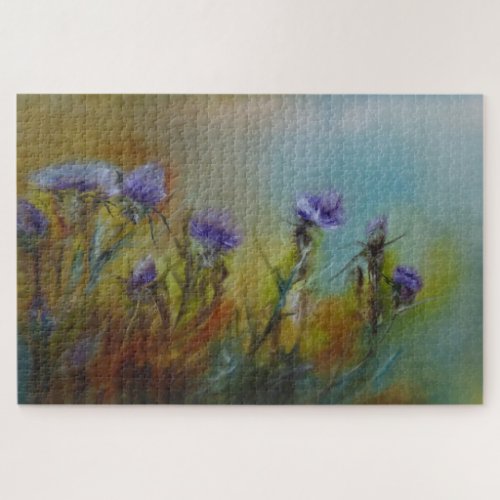 Purple Thistles Old Masters Painted  Jigsaw Puzzle