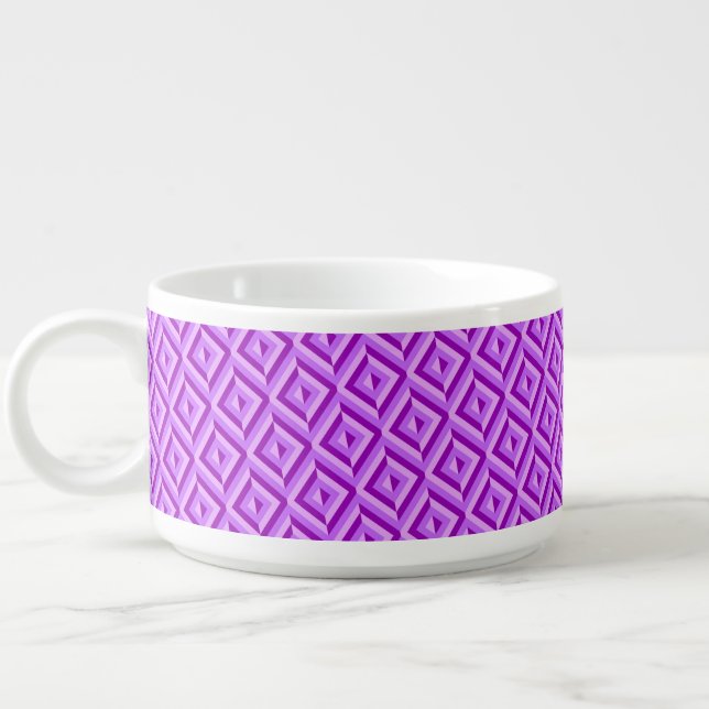 Purple Three-Tone Diamond Pattern Chili Bowl (Right)