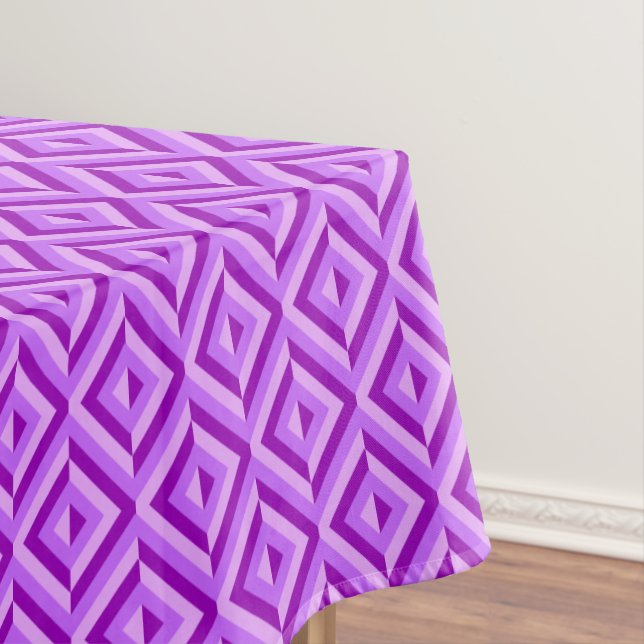 Purple Three-Tone Diamond Pattern Tablecloth (In Situ)