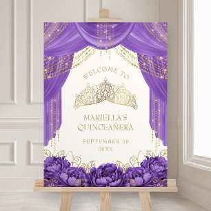 Purple Tiara Crown Quinceanera Welcome Foam Board