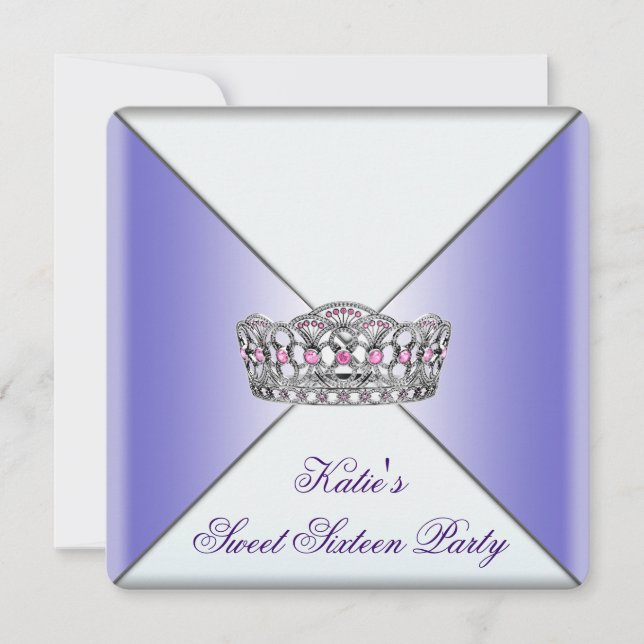 Purple Tiara Sweet 16 Party Invitation (Front)