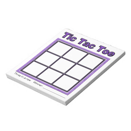 Purple Tic Tac Toe Game Notepad
