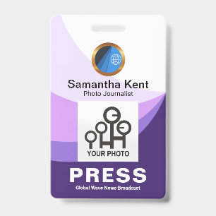 Purple Tidal Wave Curvature Press Photo Template Badge