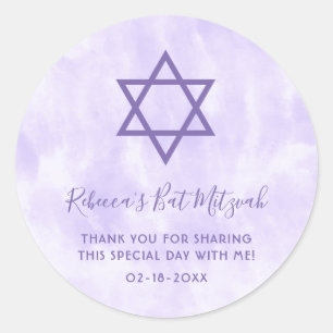 Purple Tie Dye Bat Mitzvah Classic Round Sticker