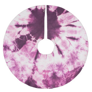 Purple Tie Dye Batik Texture Brushed Polyester Tree Skirt