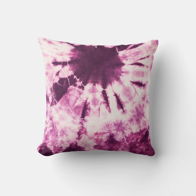 Purple Tie Dye Batik Texture Throw Pillow (Front)