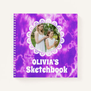 Purple Tie Dye Christmas Personalized Kids Photo Notebook