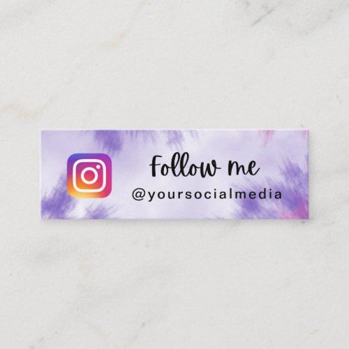 Purple Tie Dye Follow Instagram Social QR Code Mini Business Card