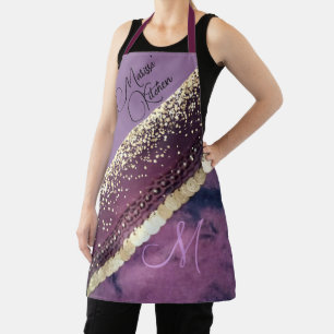 Purple Tie Dye Glitter Coins Personalized Apron