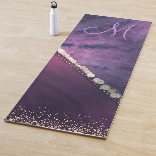 Purple Tie Dye Monogram Coin Scarf     Yoga Mat