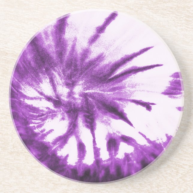 Purple Tie Dye Pattern Drink Coaster (Front)