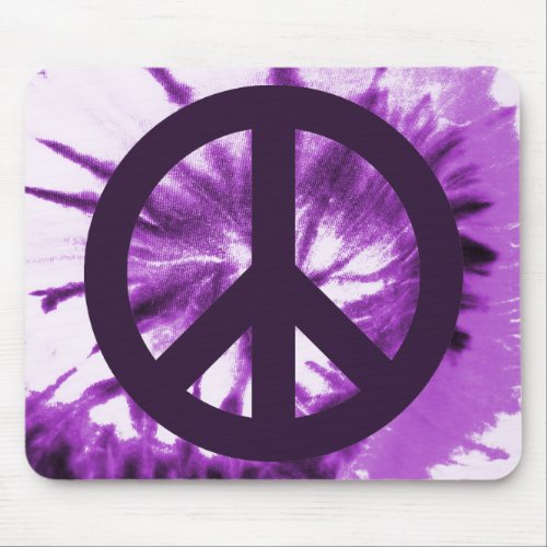 Purple Tie_Dye with Peace Symbol Mouse Pad
