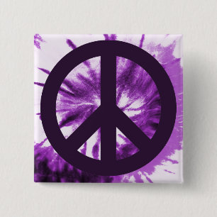 Purple Tie-Dye with Peace Symbol Pinback Button