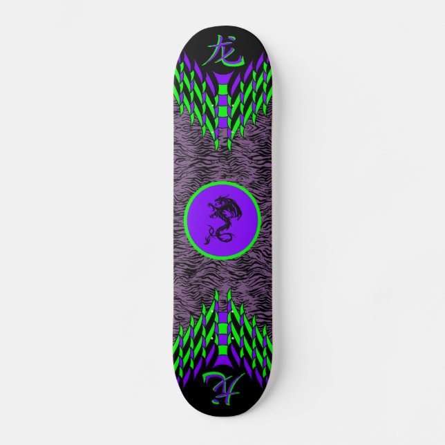 Purple Tiger Dragon Skateboard Deck (Front)
