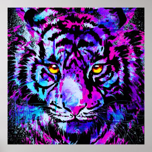 Purple Tiger Head _ Big Cat Tiger Poster Square