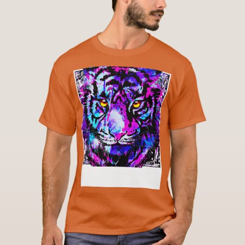 Purple Tiger Head Realistic Tiger Eyes T_Shirt