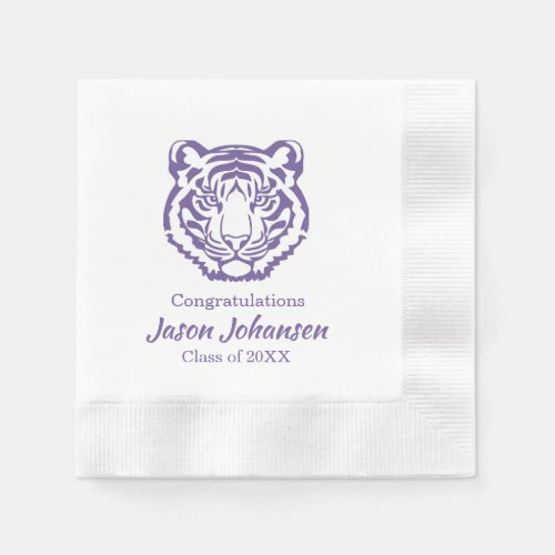 Purple Tiger Mascot School Gradaduation Napkins