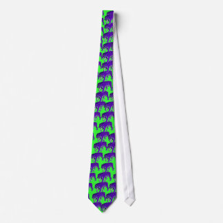 Purple Tiger on Lime Green punk rock modern retro Tie