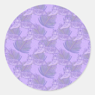 Purple Tiger Pattern  Classic Round Sticker