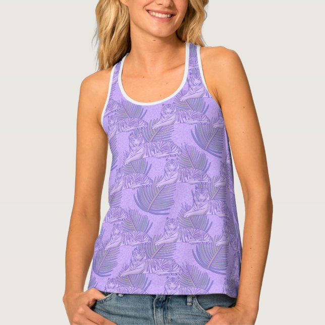 Purple Tiger Pattern  Tank Top (Front)