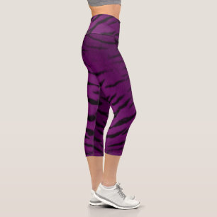 Purple Tiger Skin Print Capri Leggings