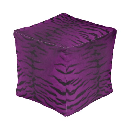 Purple Tiger Skin Print Pouf