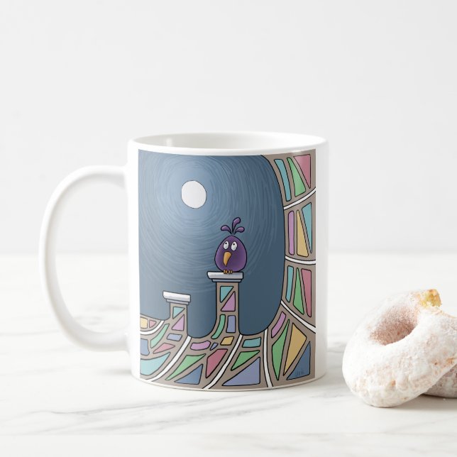  Purple Tiki Bird full moon Coffee Mug (With Donut)