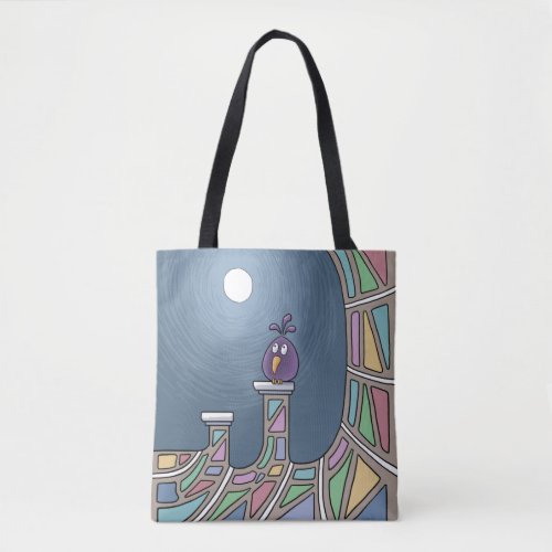  Purple Tiki Bird with full moon  Tote Bag