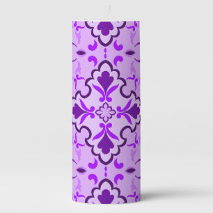 Purple tile pattern pillar candle