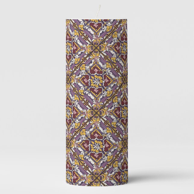 Purple Tile  Pillar Candle (Front)