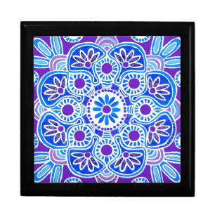 Purple tile Wooden Jewelry Keepsake Box