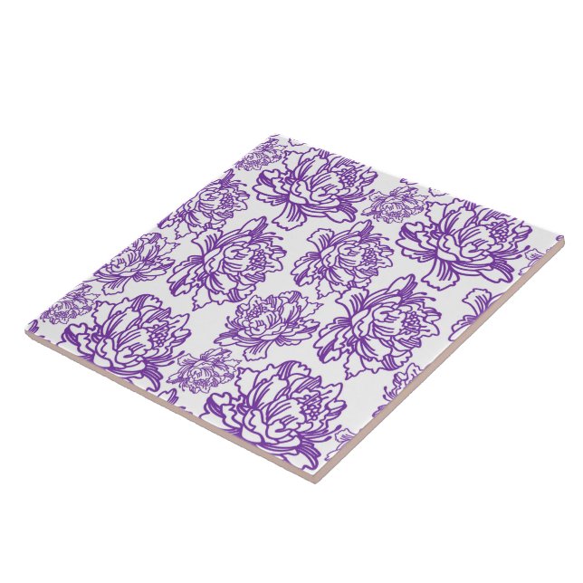 purple tiled floral pattern ceramic tile (Side)