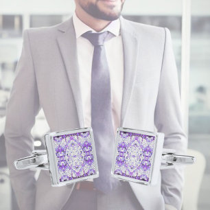 Purple tiles - mosaic, greek style, cufflinks