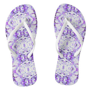 Purple tiles - mosaic, greek style, flip flops