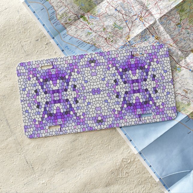 Purple tiles - mosaic, greek style,     license plate (In Situ)