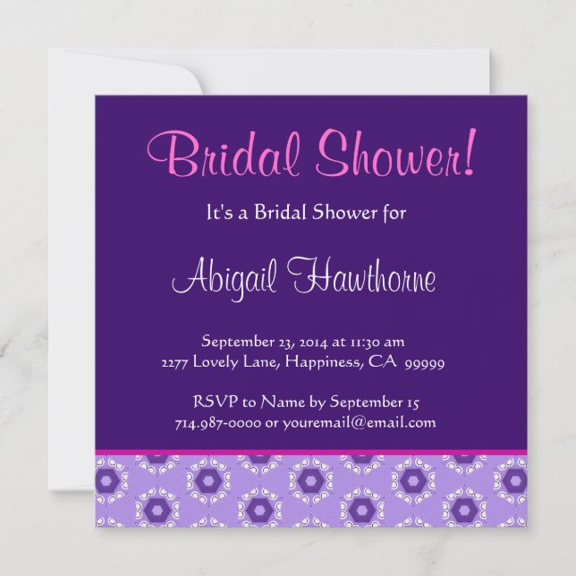 Purple Tiny Flowers Square Bridal Shower Invitation (Front)