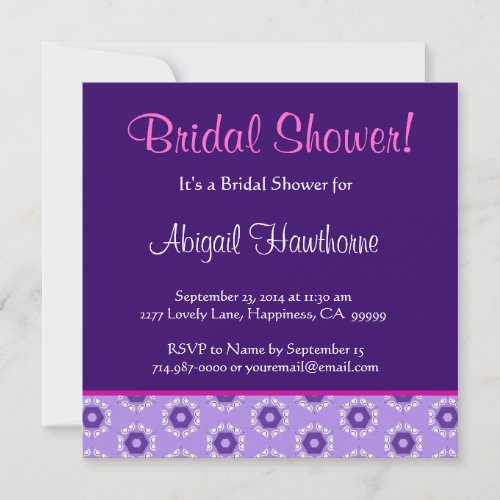 Purple Tiny Flowers Square Bridal Shower Announcement