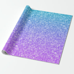 Purple to blue ombre faux glitter texture wrapping paper