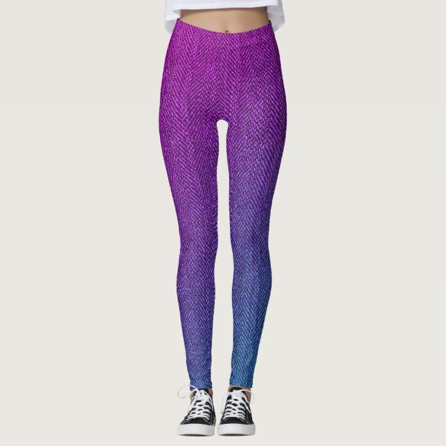 Purple to Blue Tweed Image Leggings, ZEA Leggings (Front)