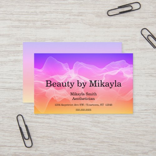 Purple to Orange Gradient with White Smoke Beauty Business Card