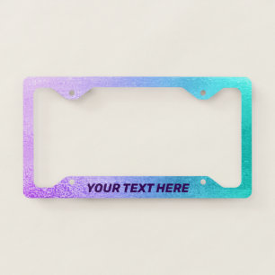 Purple to turquoise ombre background license plate frame