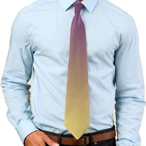 Purple to Yellow Gold Gradient Ombr Neck Tie