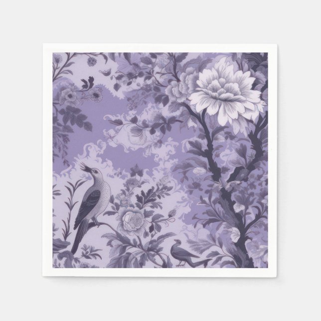 Purple Toile de Fleur Napkins (Front)