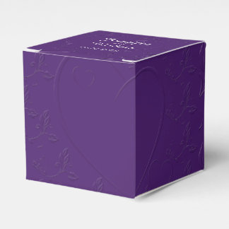 Purple Tone on Tone Heart Wedding Favor Box