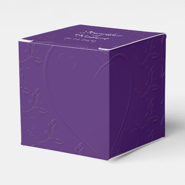 Purple Tone on Tone Heart Wedding Favor Box (Front Side)