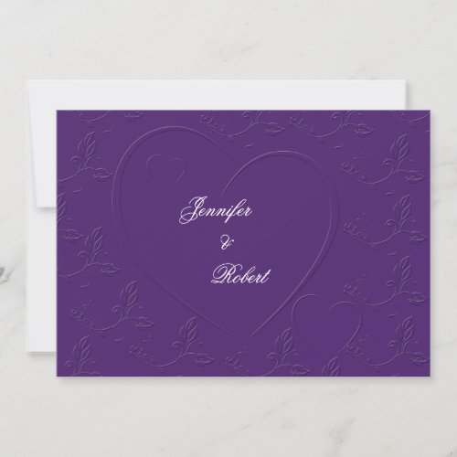 Purple Tone on Tone Linked Hearts Invitation