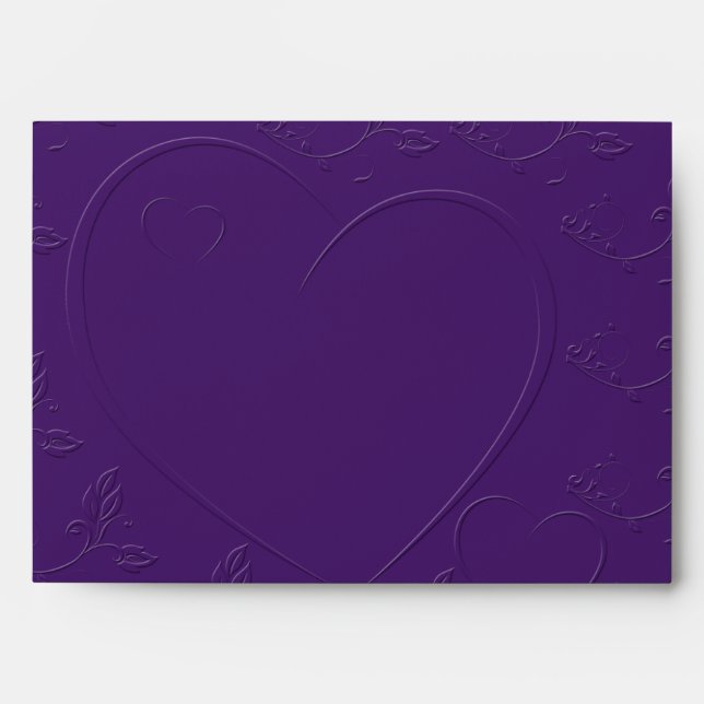Purple Tone on Tone Linked Hearts Envelope (Front)