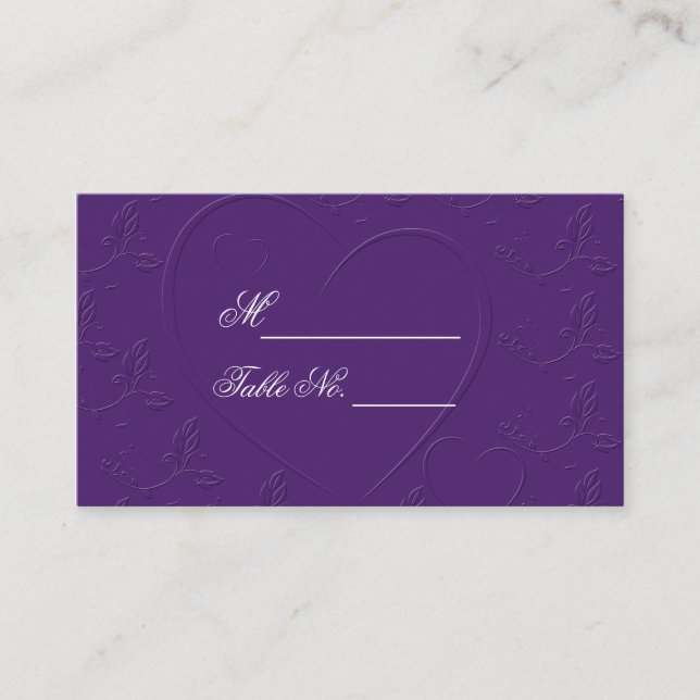 Purple Tone on Tone Linked Hearts Place Card (Front)