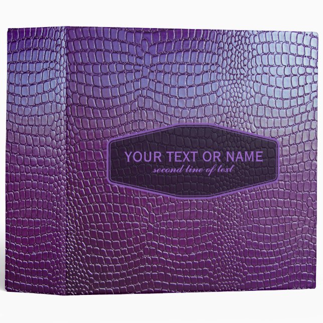 Purple Tone Snake Skin Faux Leather Look 3 Ring Binder (Front/Spine)
